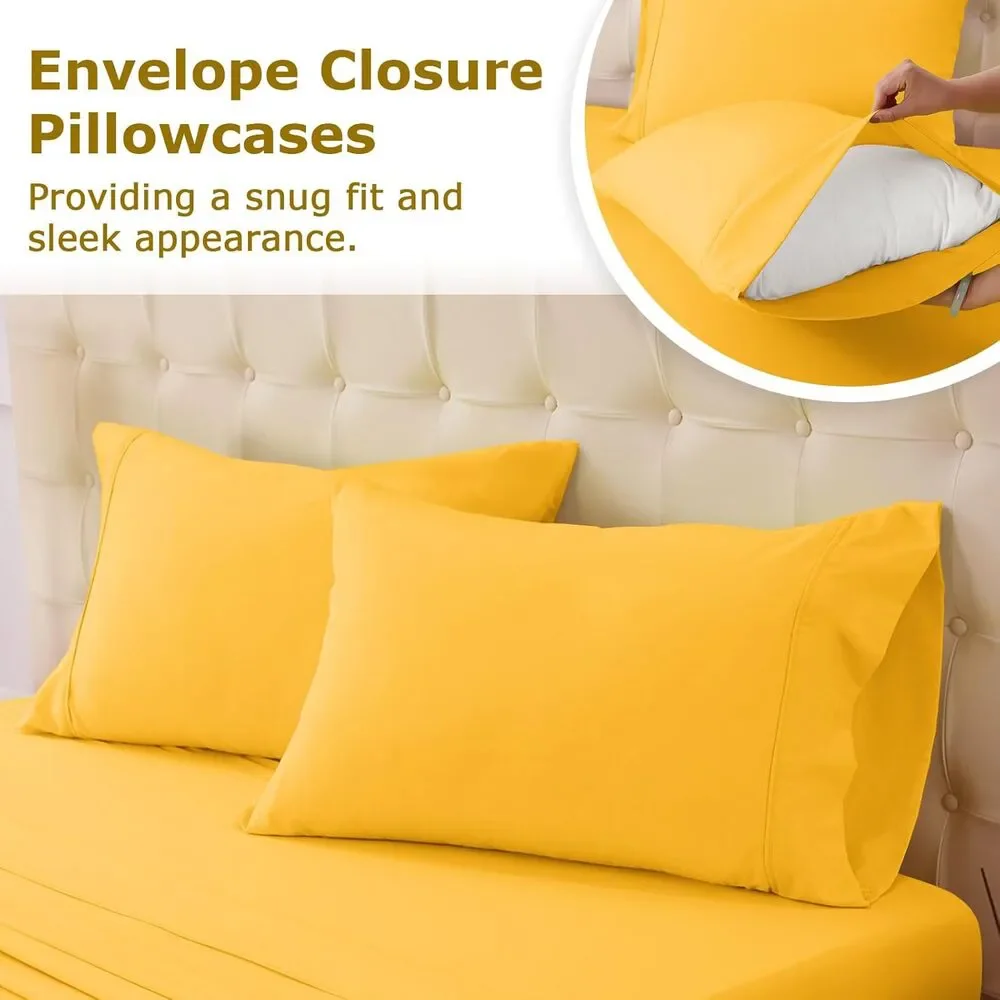 Homilay Twin Size Bed Sheet Set - 3 Piece Soft Microfiber Sheets Spectra Yellow